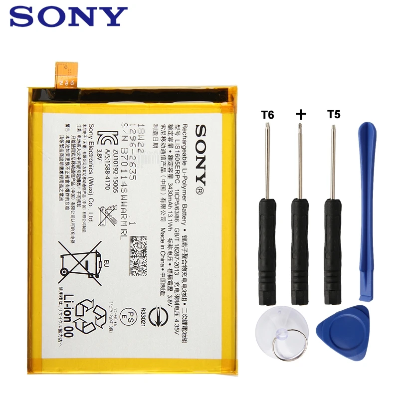 Сменный аккумулятор sony для телефона sony Xperia Z5 Premium Z5P Dual E6853 E6883 LIS1605ERPC аутентичная батарея 3430 мАч