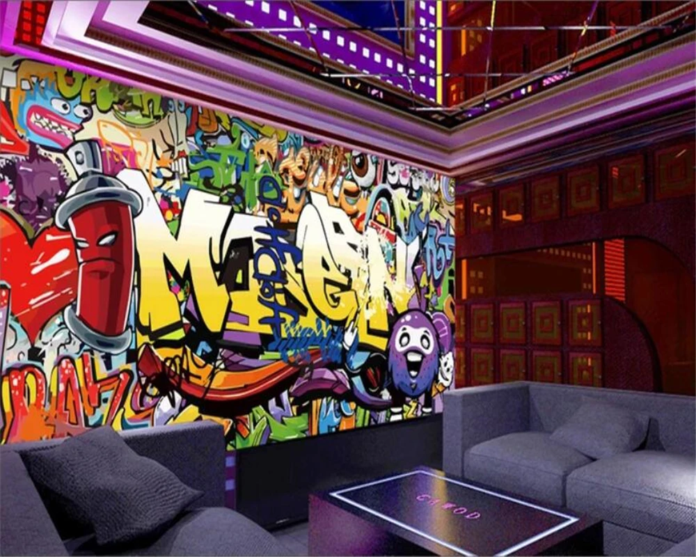 Beibehang пользовательские обои 3d роспись модные буквы граффити бар KTV фон Стена