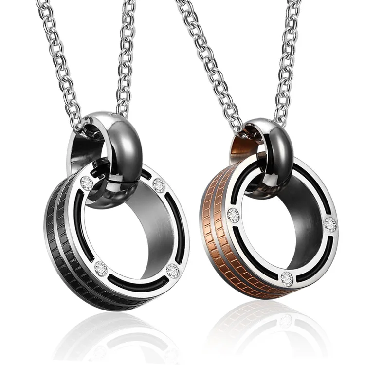 2016 New freeshipping Fashion Titanium steel couple necklace Male black ...