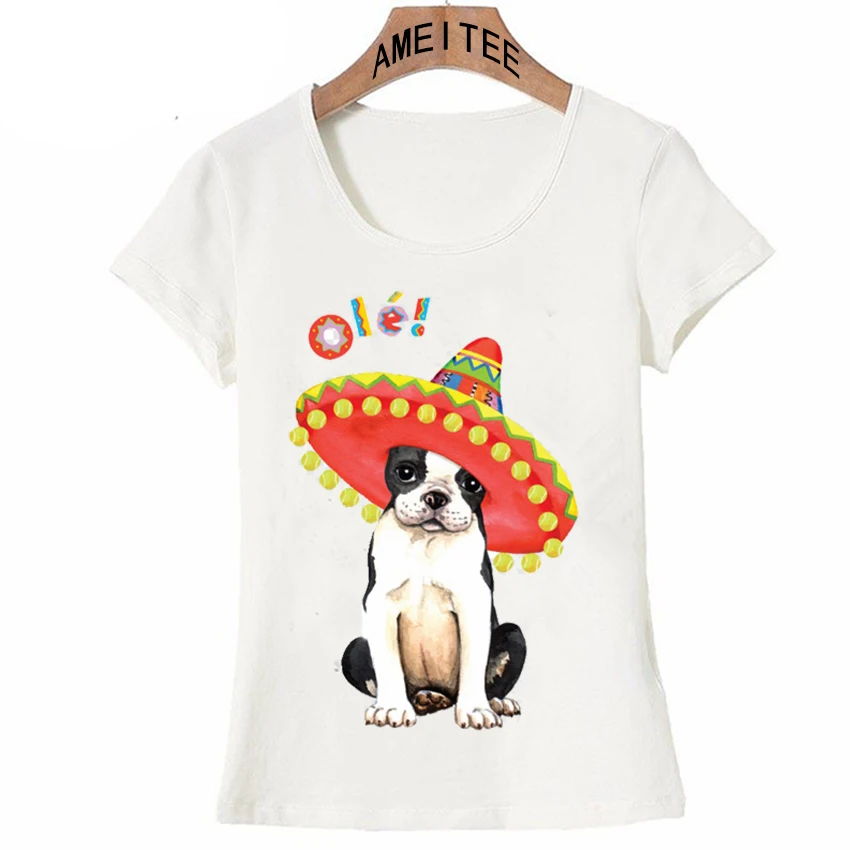 New Harajuku Fiesta Boston Terrier T Shirt Women t shirt