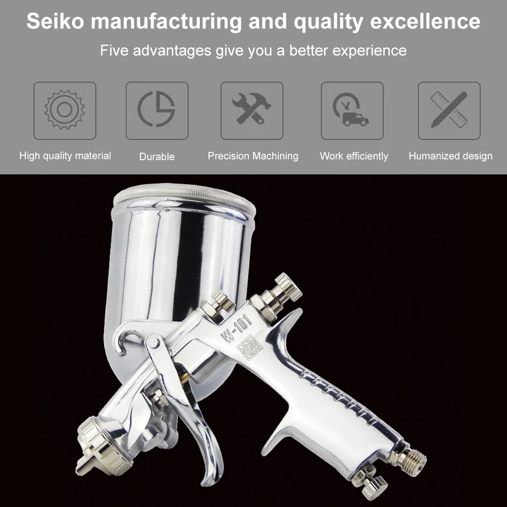 

Airbrush Paint Spray Gun 400cc Cup SPRAY GUN W-101 Manual Air Spray Gun 0.8/1.0/1.3/1.5/1.8mm HVLP Car Painting Gun
