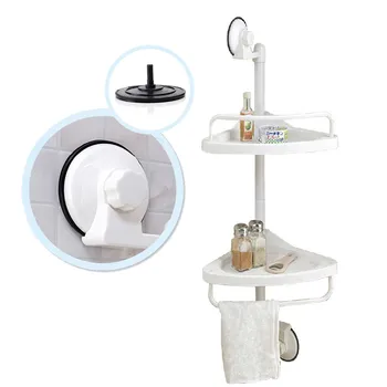 

Bathroom Organizer PVC Wall Mounted Double Layer Corner Storage Shelf Shower Caddy Shampoo Towel Rack Kitchen Storage Holder