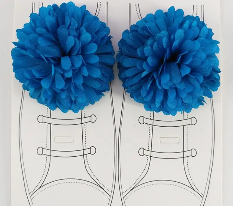 Обувь в богемном стиле с цветком из разноцветной ткани; украшение сзади с металлическим зажимом; одна пара; - Цвет: Синий
