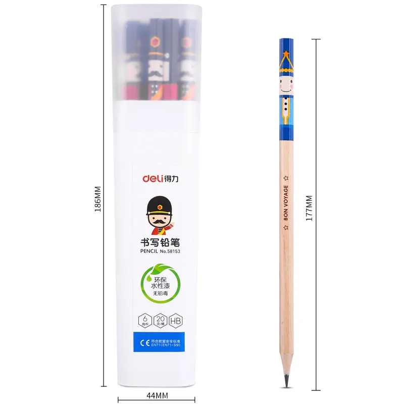 Deli ученические карандаши HB 2B Стандартный Карандаш для студентов, художественная живопись, рисование, рисование, набор деревянных карандашей, шестигранная ручка - Цвет: HB 20pcs