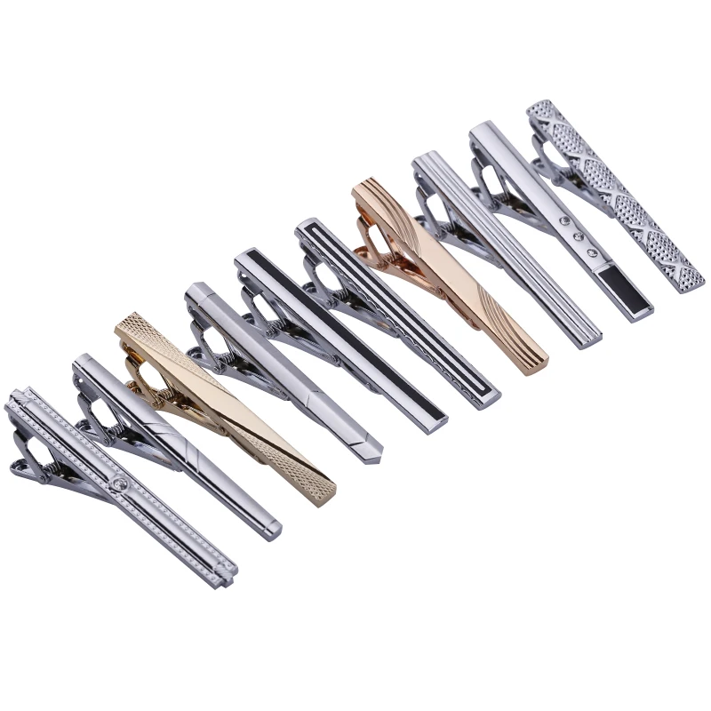 10pcs Mix Color Mens Classic Necktie Tie Clips Bar Set for Regular Ties
