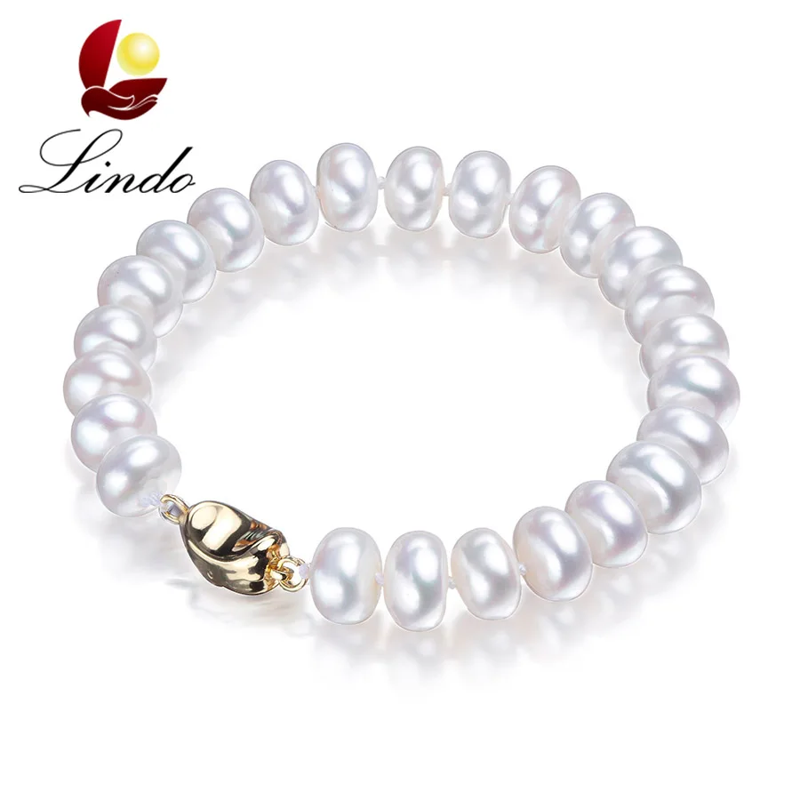

High Luster Natural Freshwater Pearl Bracelets For Women Fashion Gold Color Jewelry White Pink Purple Real Pearl Strand Bracelet