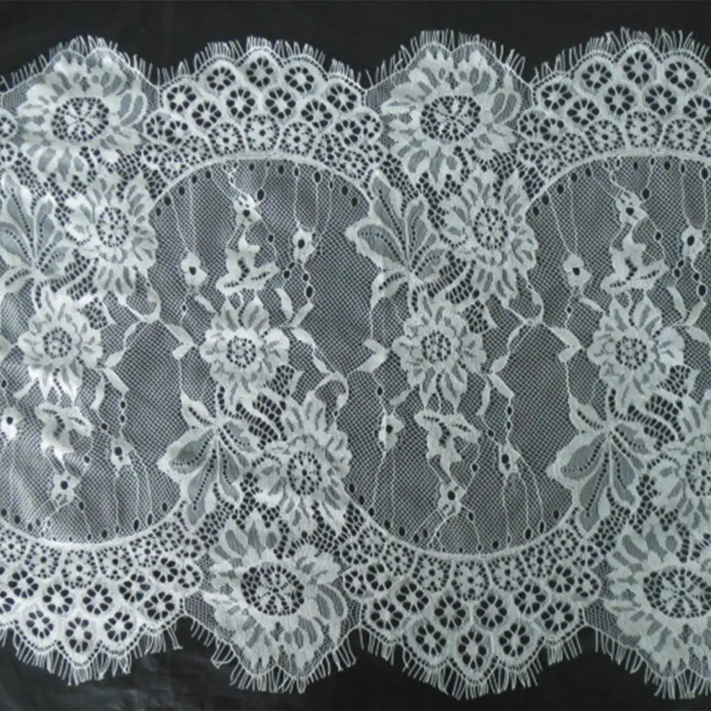 3 Yards Eyelash Lace Trim Ribbon Applique for Sewing Craft 33cm Wide Black White