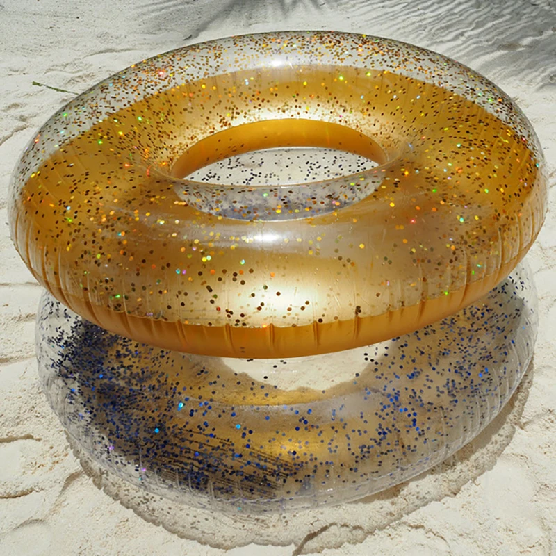 

Women Colorful Glitter Swimming Ring Inflatable Sequined Swimming Circle Inflatable Donut Lifebuoy Girls Beach Toys 2019 Summer