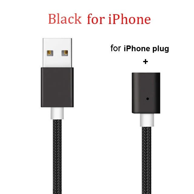 Магнитный usb-кабель для зарядки iphone, кабель для синхронизации данных, 1 м, а, кабели для быстрой зарядки для iphone 5, 6, 6 S, 7, 8 Plus, магнитный шнур, провод - Тип штекера: Black For iPhone