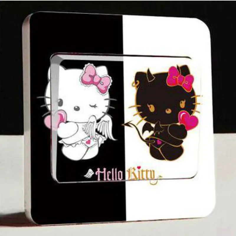 

1pcs Creative new cartoon switch stickers Hello Kitty children room decoration art murals child special favorite switch stickers