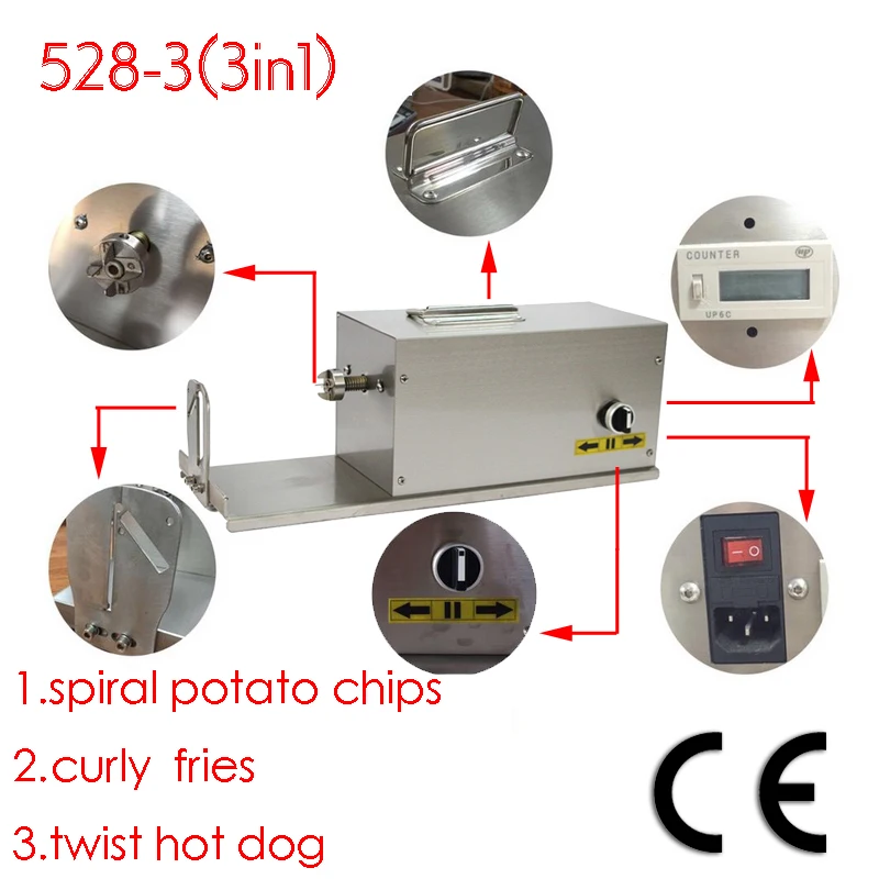 Картофель спираль резак резки картофеля с Счетчик Высокое качество овощей фруктов резак Инструмент 110 В/220 В спираль DIY спираль картофель