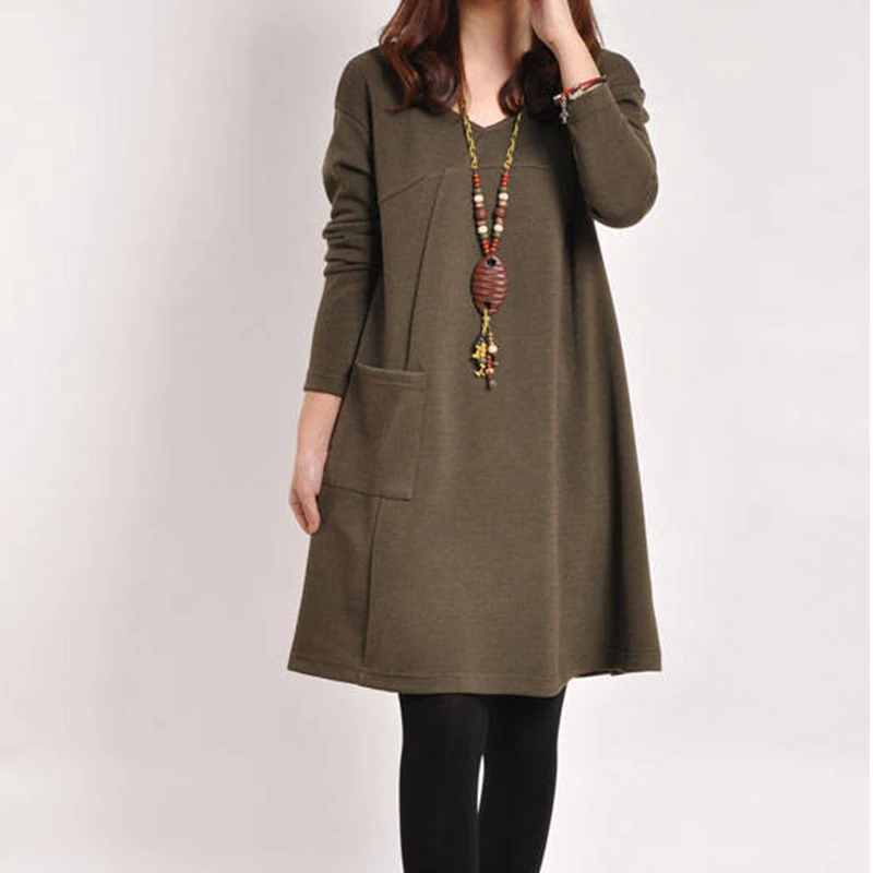 Fashion women's Casual Loose Large Size Elegant Spring Dress long-sleeved Large Size Dress women's New Dress