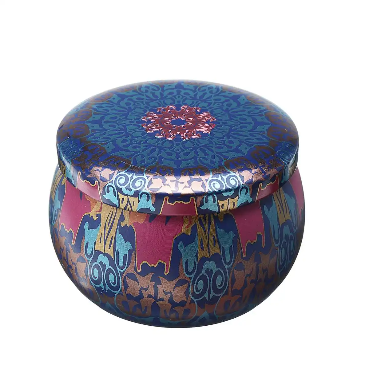 

Portable Wedding Gift Box Round Ethnic Style Candy Cake Chocolate Candle Gift Box Birthday Party Baby Christmas Iron Box Gift