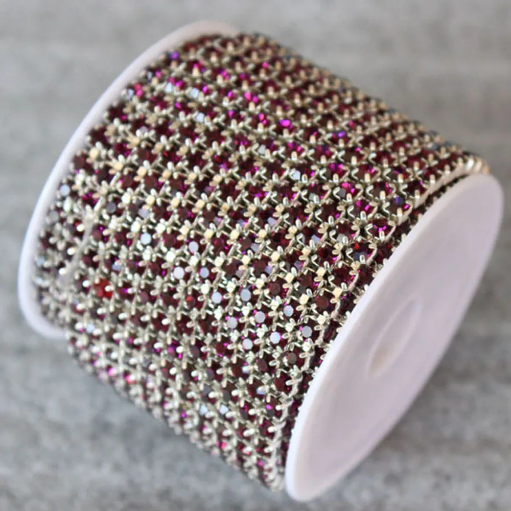 

2014 new cup chain10 yards/lot 3mm sapphire rhinestone chain trims gold for wedding dress costume garment sewing