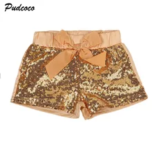 Г., Модное детское платье с бантом, блестящие вечерние шорты штаны с блестками Летние повседневные свободные шорты От 1 до 3 лет