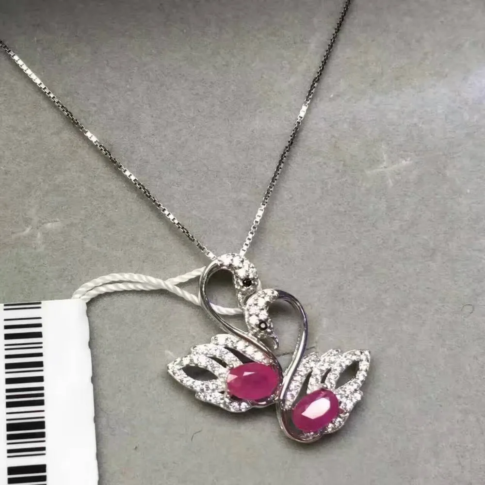 Naturel rouge rubis gemme pendentif naturel pierre gemme pendentif collier 925 en argent sterling m