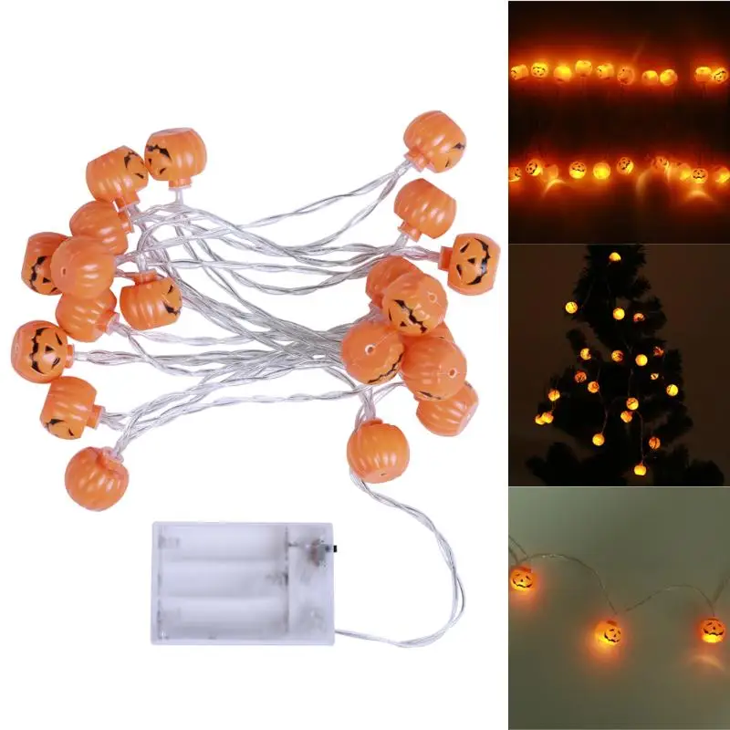 

20LED Pumpkin Skull LED String Light Hanging Halloween Pumpkin Lanterns 3D Plastic Skull String Halloween Holiday Decor