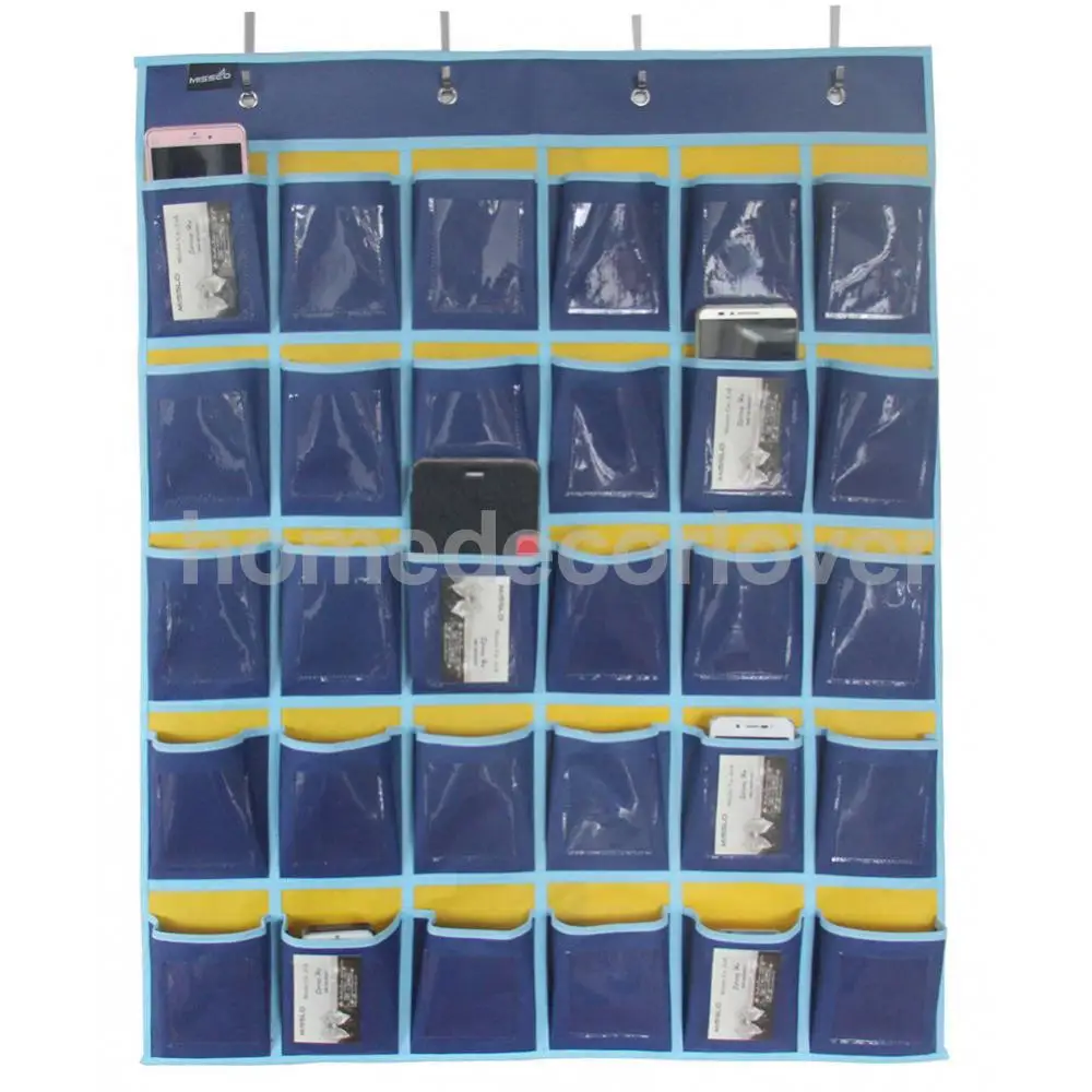 MagiDeal Protable 30 Pockets Classroom Hanging Organizer Pocket Chart for Cell Phones Business Cards Holder As Described Coffee