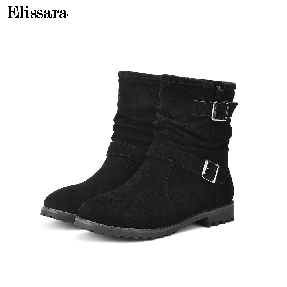 Elissara Для женщин на низком каблуке Женские ботильоны ботинки из натуральной кожи