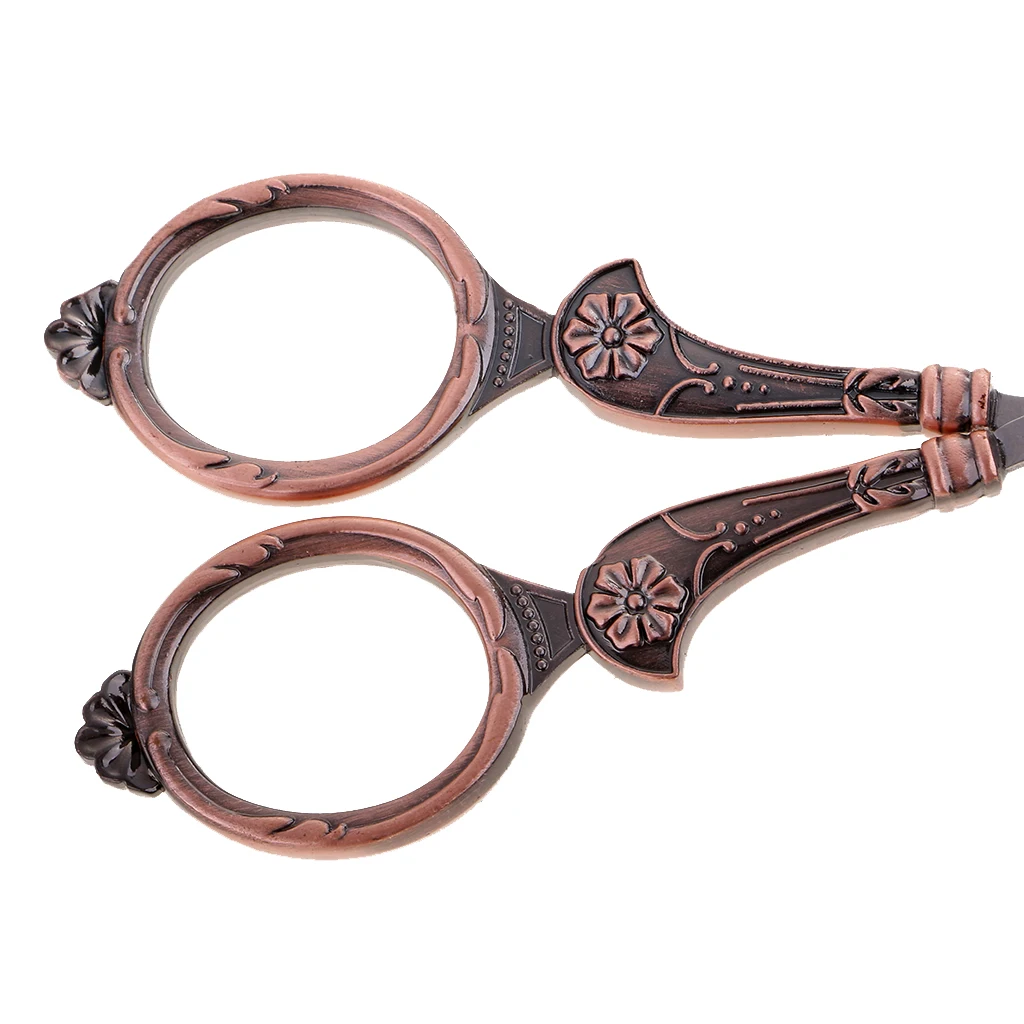 Vintage Europea Style Floral Scissors for Needlework Embroidery Sewing Craft Red Bronze/ Bronze