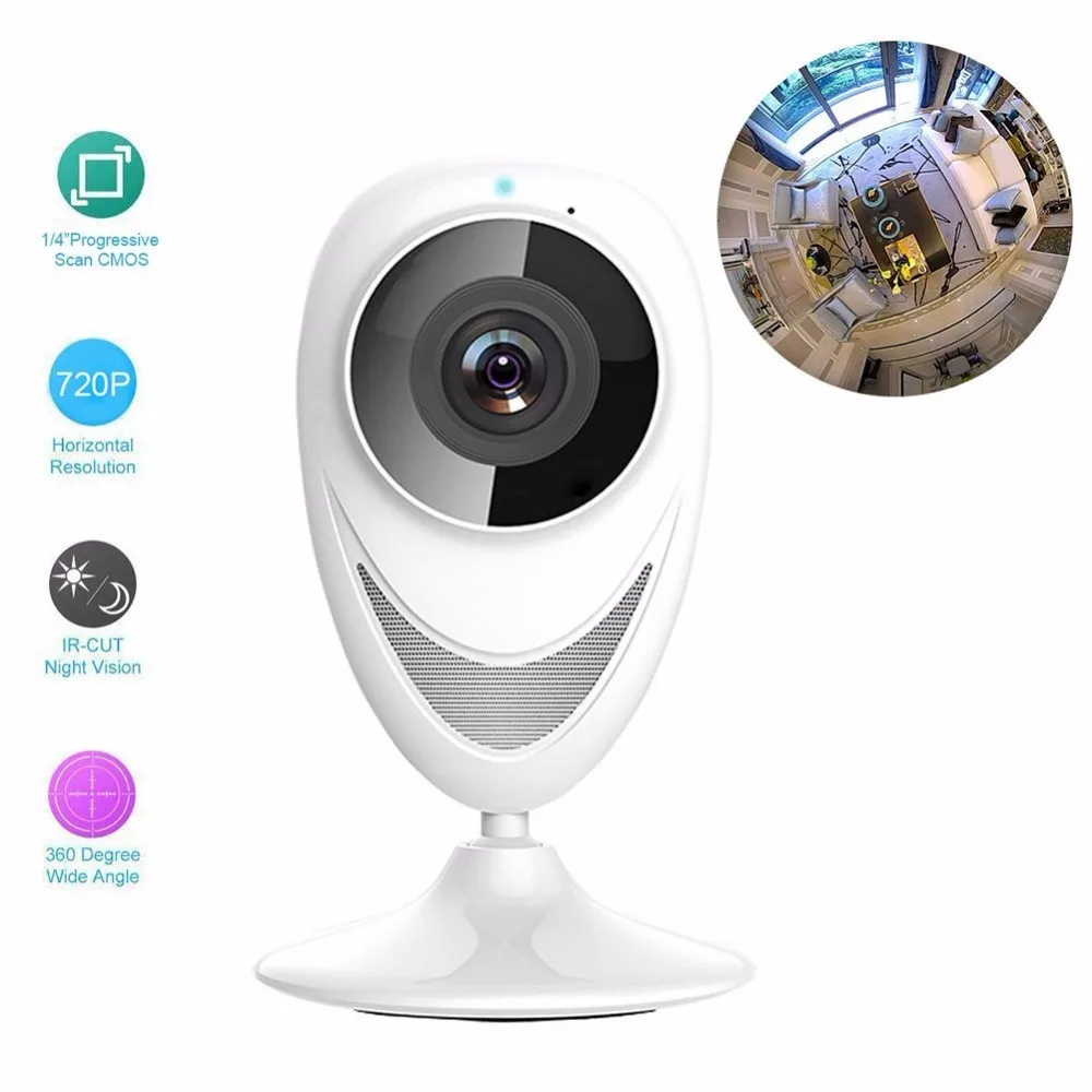 

SmartYIBA 720P Wifi Camera Mobile Phone App Remote Monitor 360 Degree Two Way Audio Surveillance Camera IP IR-CUT Night Vision
