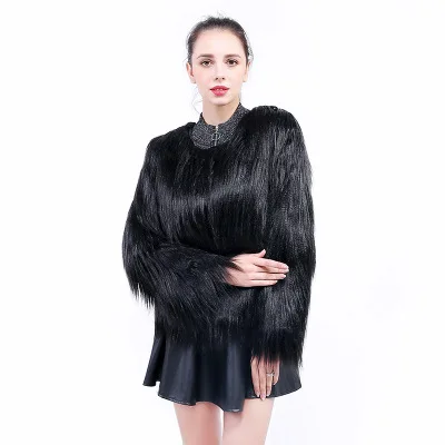 Женское пальто из искусственного меха для весны, осени и зимы, короткие куртки из искусственного меха, теплая Женская модная верхняя одежда с длинным рукавом - Цвет: black