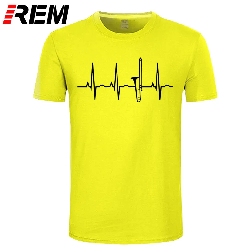 REM играющий на тромбоне рубашка-тромбон сердцебиение футболка группа футболка для мужчин печатных футболки - Цвет: yellow black