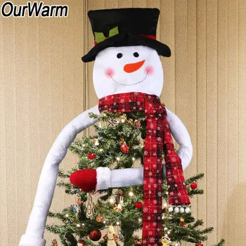 

OurWarm Bow Christmas Tree Topper Snowman Elk Santa Claus Christmas Tree Hat Ornament Xmas Tree navidad Decoration New Year 2018