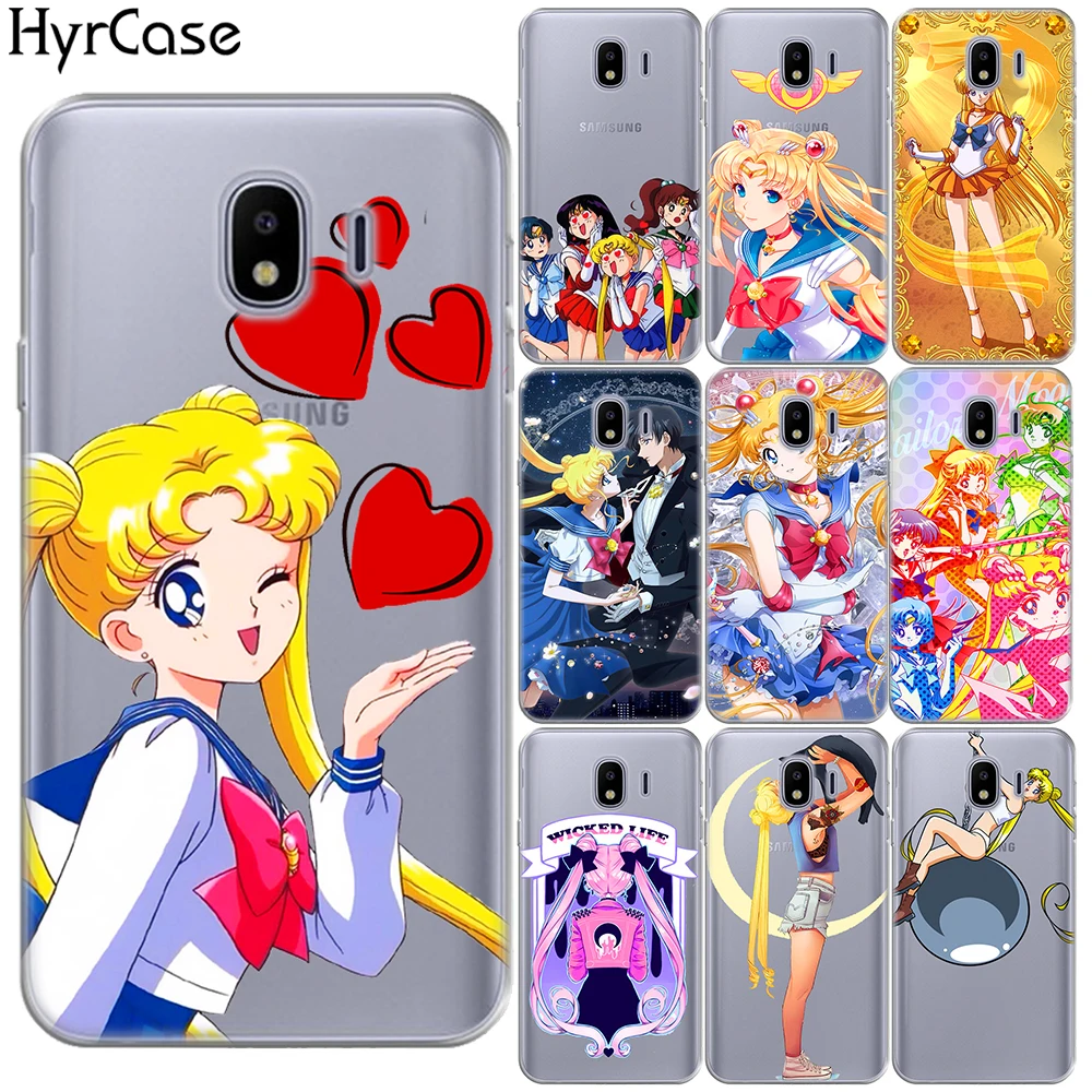 Мягкий ТПУ чехол Kawaii Sailor Moon для Samsung Galaxy J3 J5 J7 2016 2017 J2 Prime Pro J4 J6 J8 2018 Note 3 4 5 8 9|Бамперы|