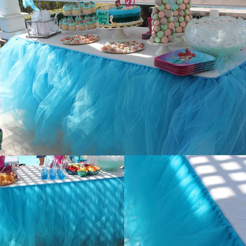 Модная Тюлевая юбка для стола 100x50 см, скатерть для свадебного украшения, детская Праздничная домашняя настольная юбка на день рождения, ing VC