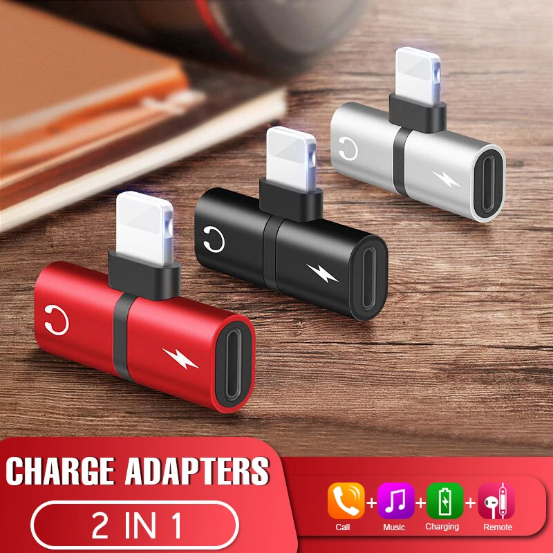 2 in 1 Double Jack Adapter On The For IPhone 8 7 Plus XR XS Max X Headphone Audio Charge For