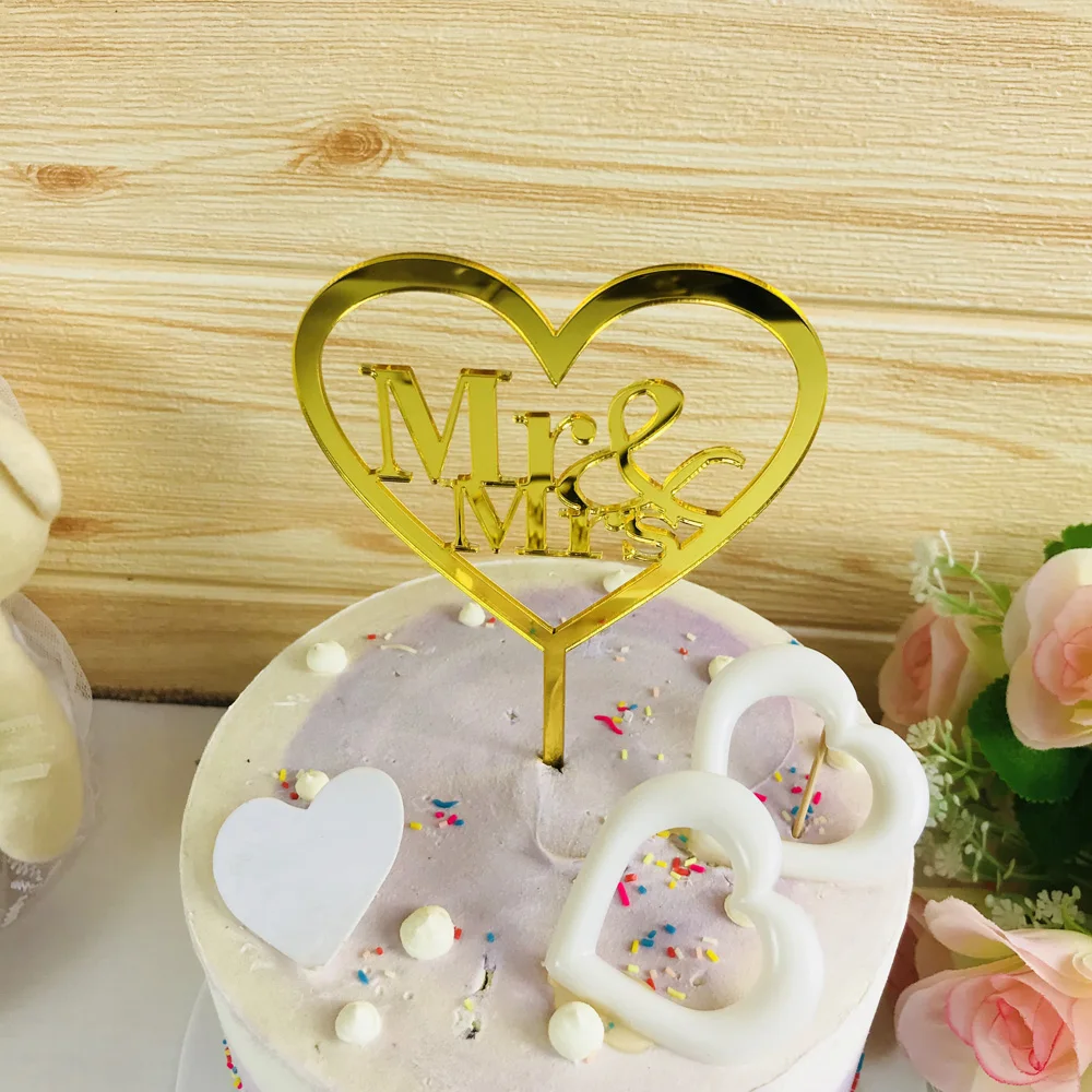 Mr and Mrs with love wedding cake topper, Anniversary and Valentine's Day Cake Topper Decoration Supplies ,Unique Cake Topper (5)
