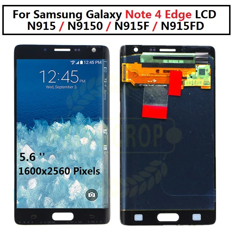 

SUPER AMOLED For SAMSUNG Galaxy Note 4 Edge lcd N915 N915FD N915F LCD with Frame Digitizer Assembly For smnote 4 edge