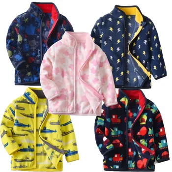 

2-8T Winter Autumn Fleece Boys Girl Jackets Children's Clothing Collar Cartoon Outerwear Warm Windbreaker Baby Jackets Coats