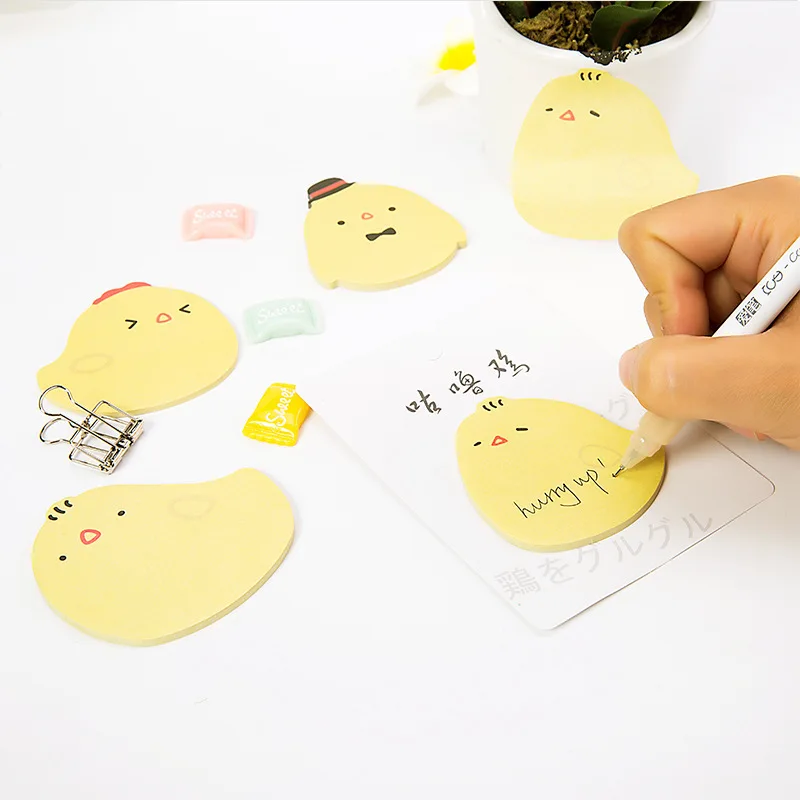 

2018 The New Office Writing Cartoon Chicken Post It Bookmark Memo Marker Point Flags Sticky Notes label Decoration