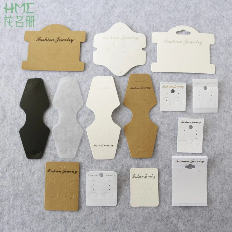 

100pcs/lot White Black Kraft Paper PVC Card For Earring Necklace Bracelet Hair Band Jewelry Display Packing DIY Gift Cards