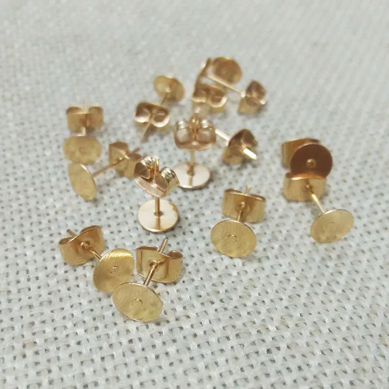 

Earrings findings studs blank base setting tray w/Butterfly earring back Stopper flat head Pins Needles Posts Gluing on cameo