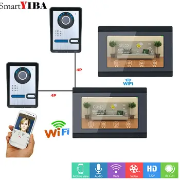 

SmartYIBA 2*7inch Wired Wifi Video Door Phone Doorbell Intercom Entry System Support Remote APP intercom unlocking 2 DH Camera