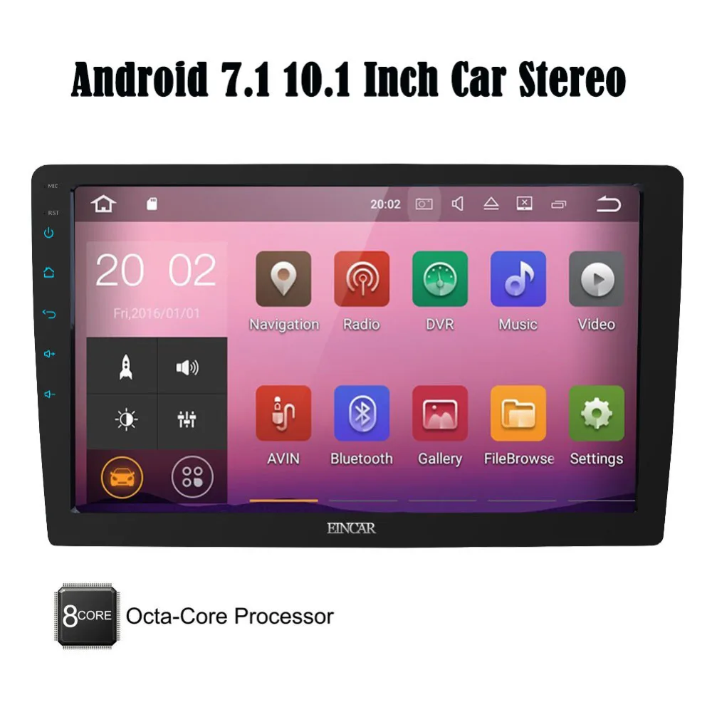 EinCar 10 1 ''двойной 2Din Android 7 автомобильный стерео Восьмиядерный 2 Гб ОЗУ 32 ПЗУ в