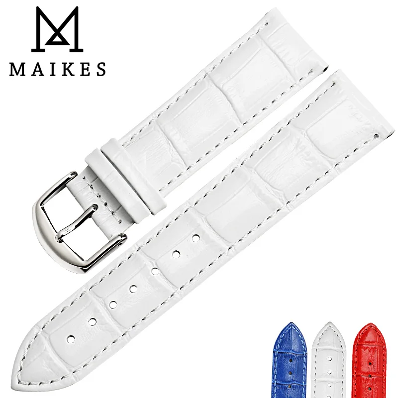 Ремешок MAIKES из натуральной кожи для наручных часов Аксессуары браслет с аллигатором 16 мм 17 18 19 20 22 мм|watch strap
