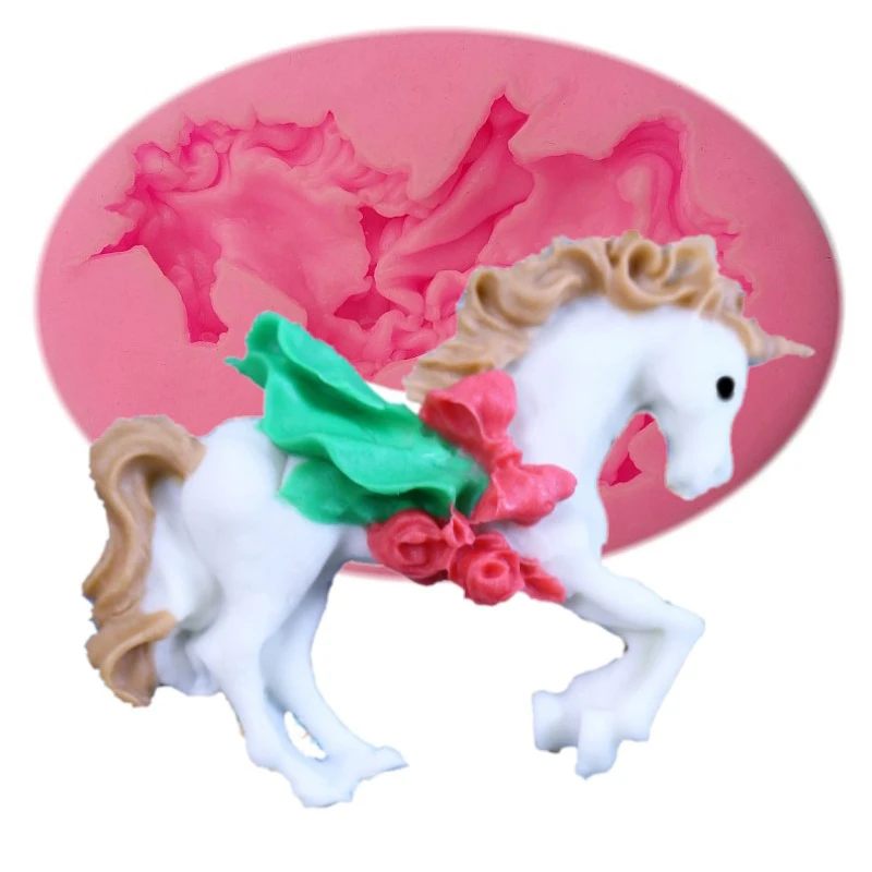 

Carousel Horse Cake Decorating Tools Silicone Fondnt Mold Chocolate Candy Sugar Mould Unicorn Shape