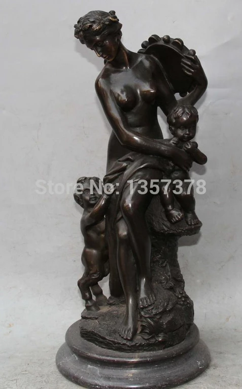 

shitou 00849 14" Western Bronze Marble naked sexy Woman Girl Gal Boy lad man-child Statue discount 30% (C0324)