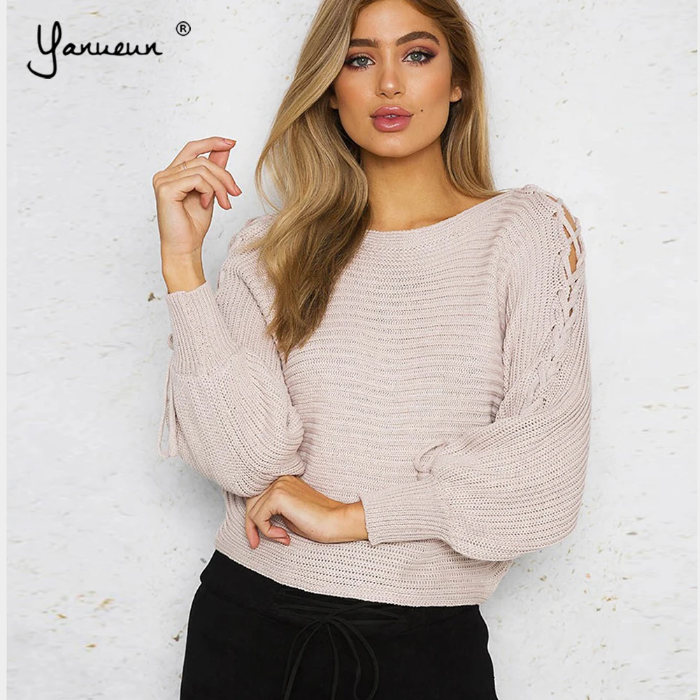 

Yanueun Autumn Winter Hot 2018 Crop Sweater Casual Women's Sweaters and Pullovers Knitted Jumpers Basic Solid Pull Femme