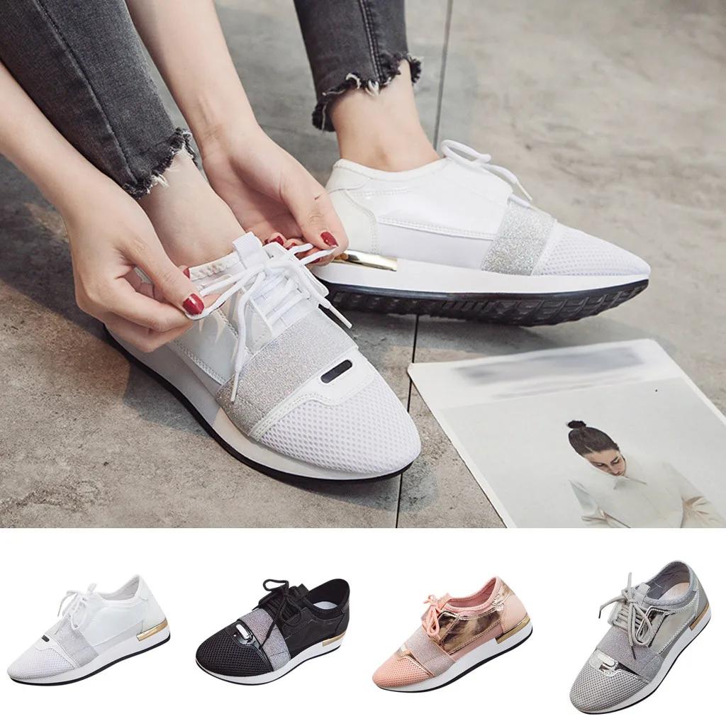 Женские кроссовки модные повседневные на низком каблуке платформе Chaussure