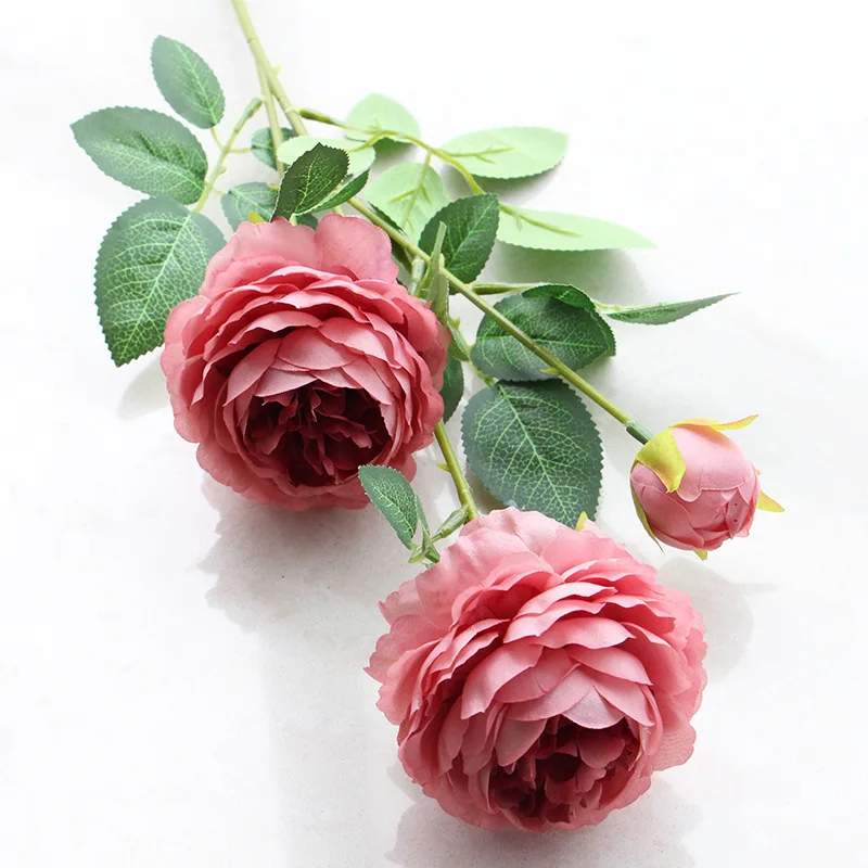 5 шт./лот, искусственные пионы, европейские цветы, искусственные розы для осени, свадебные украшения, Свадебный венок - Цвет: F