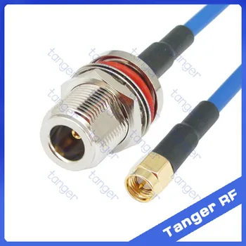 

N female waterproof connector to SMA male plug with RG402 RG141 RG-402 Coaxial Jumper blue cable 8 inch 8" 20cm RF Low Loss Coax