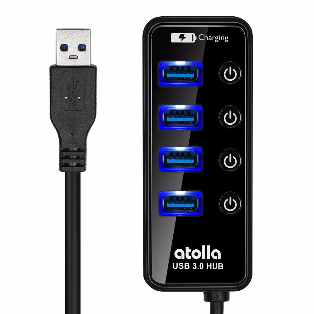 Atolla usb 3 hub 3 0 4 ports with power charging port and switch
