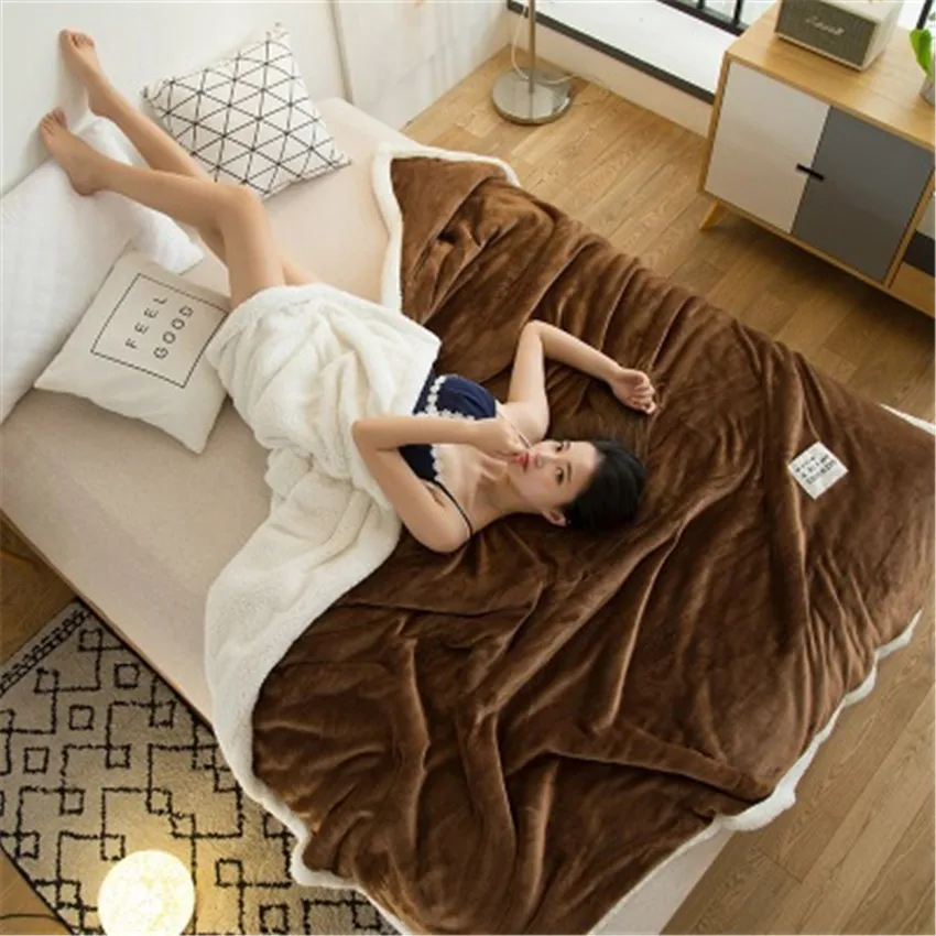 ZHUO MO Двухслойное покрывала с ягненком для кровати розовое зимнее утяжеленное одеяло флисовое супер мягкое покрывало для дивана