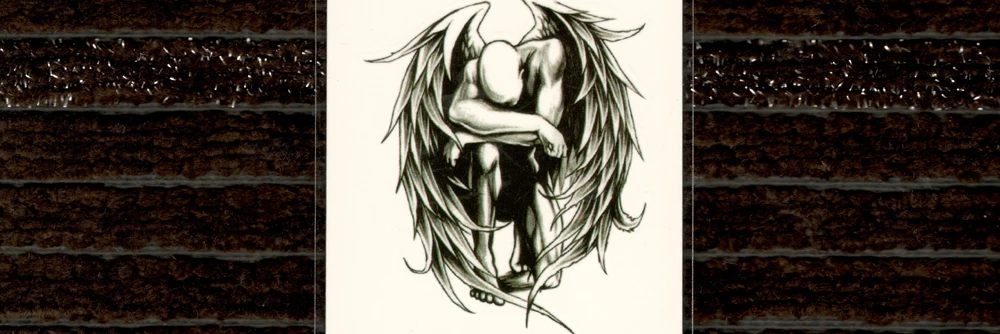 Фальшивая, временная водостойкая временная татуировка Вода Черный павший стикер с ангелом для мужчин и женщин крутая Сексуальная тело искусство живое из песни X344