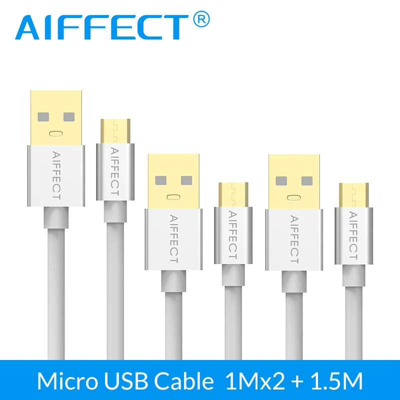 

AIFFECT 3 Pieces Micro USB Cable High Speed Micro-USB Cable Micro B to USB Data Charging Sync Cable Cord Line 3.3FTx2 and 5FTx1